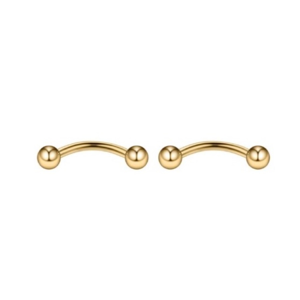 Stainless Steel Yellow Gold Curved Barbell Jewelry with Balls